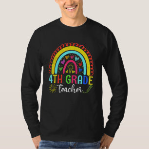 4th Grade Teacher Rainbow Back To School First Day T-Shirt