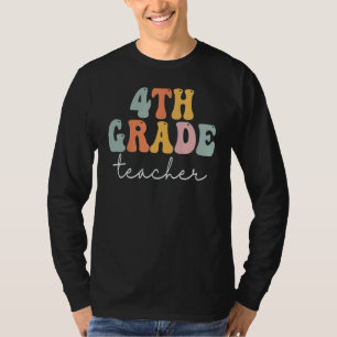 4th Grade Teacher Retro Groovy Vintage First Day O T-Shirt