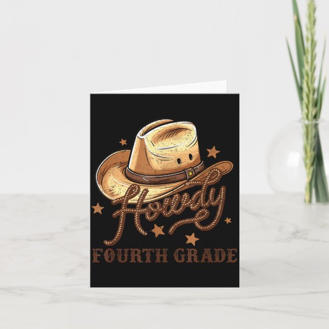 4th Grade Teacher Rodeo Country Western Howdy Four Card (Front)