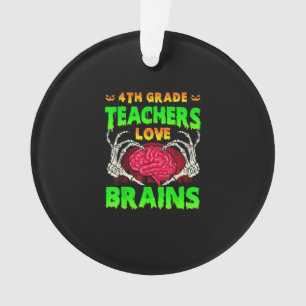 4th Grade Teacher Skeleton Heart Hands Halloween L Ornament
