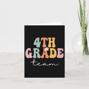 4th Grade Team Retro Groovy Women Happy First Day Card