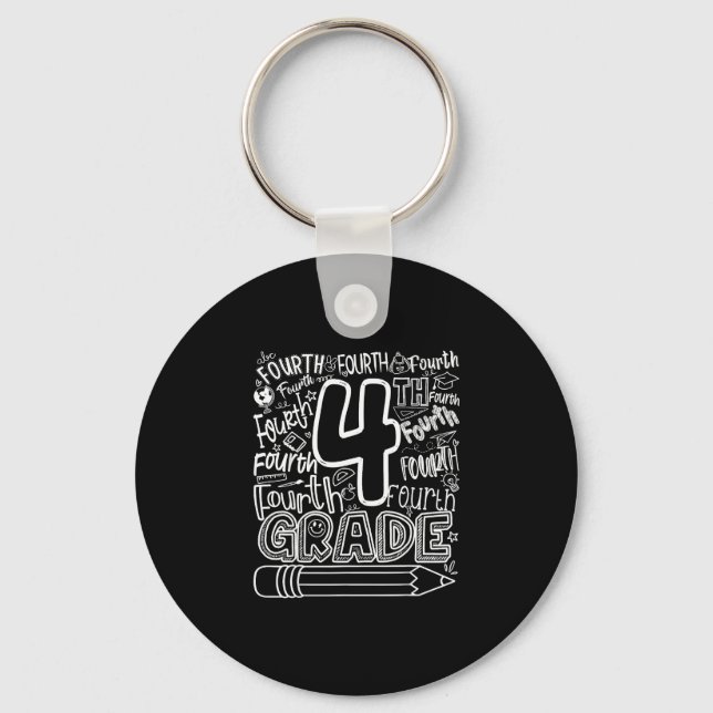 4th grade typography team fourth back to school key ring (Front)