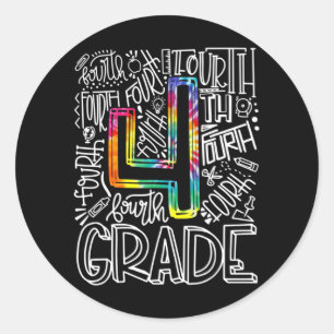 4th Grade Typography Team Fourth Grade Back To Sch Classic Round Sticker