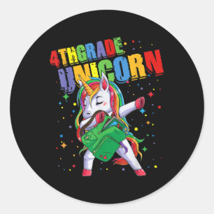 4th Grade Unicorn Girls Boys Kids Cute Back To Sch Classic Round Sticker