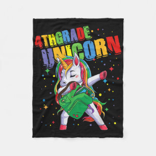4th Grade Unicorn Girls Boys Kids Cute Back To Sch Fleece Blanket