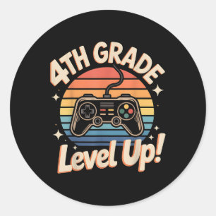4th Grade Unlocked Level Up Gamer Back To School F Classic Round Sticker