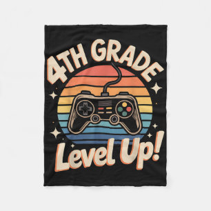4th Grade Unlocked Level Up Gamer Back To School F Fleece Blanket