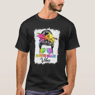 4th Grade Vibes Messy Bun Back To School Kids Girl T-Shirt