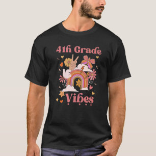 4th Grade Vibes School Groovy Retro Girl Boho Rain T-Shirt