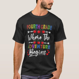 4th Grade Where The Adventure Begins Cute Teacher T-Shirt