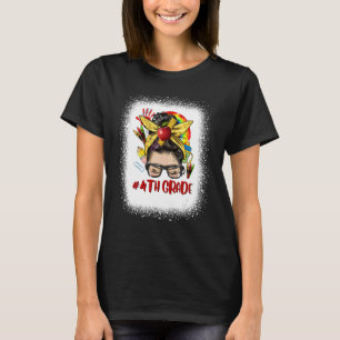4TH Grade Womens Messy Bun Hair Back To School Cut T-Shirt