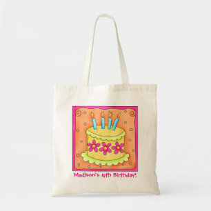 4th Happy Birthday Cake Name Personalise Girl Gift Tote Bag
