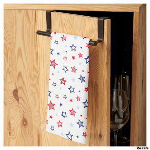 4th if July Blue & Red Patriotic Stars Tea Towel
