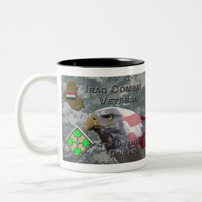 4th Infantry Div Iraq Combat Veteran Two-Tone Coffee Mug (Left)