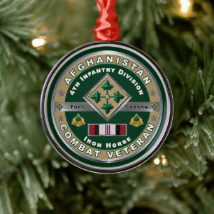 4th Infantry Division Afghanistan Veteran Metal Ornament