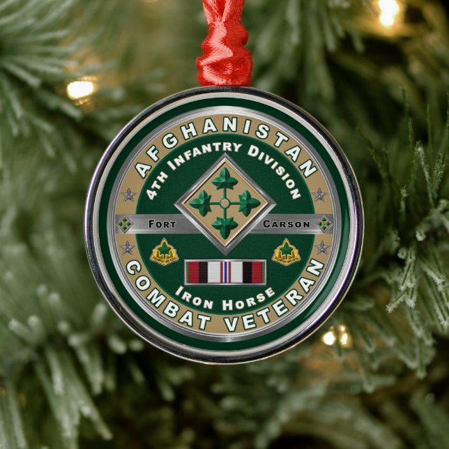 4th Infantry Division Afghanistan Veteran Metal Ornament (Tree)