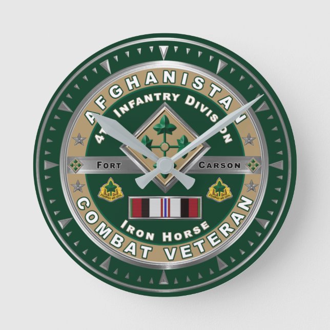 4th Infantry Division Afghanistan Veteran Round Clock (Front)