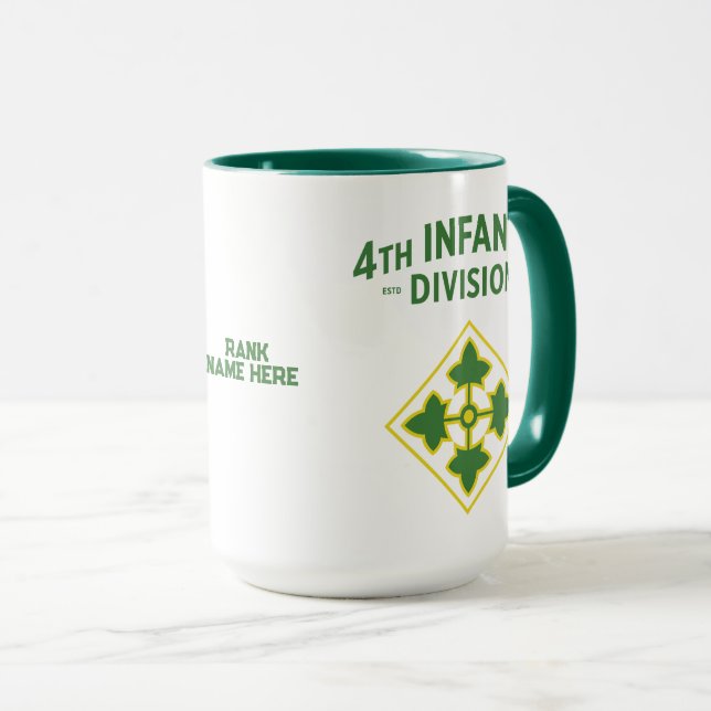 4th Infantry Division Personalizable Two-Tone Mug (Front Right)
