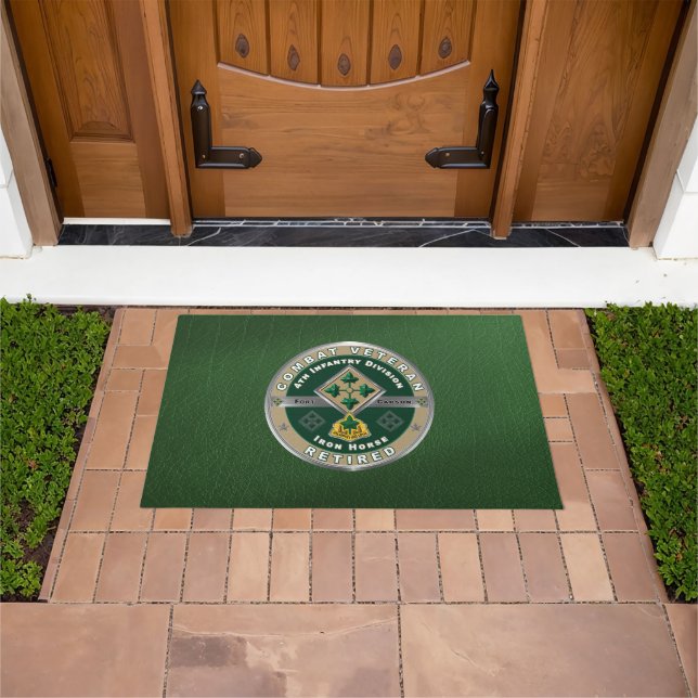 4th Infantry Division Retired Veteran  Doormat (Outdoor)