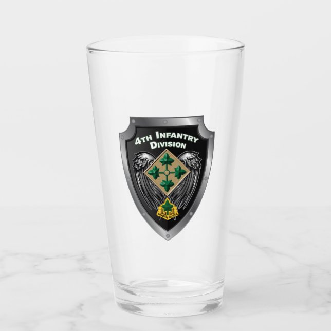 4th Infantry Division “Steadfast and Loyal” Shield Glass (Front)