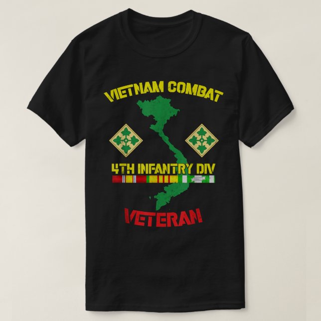 4th Infantry Division - Vietnam Combat Veteran  T-Shirt (Design Front)