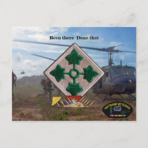 4th infantry vietnam nam war vets patch postcard