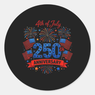 4th July 250th Anniversary, Usa Holiday Classic Round Sticker