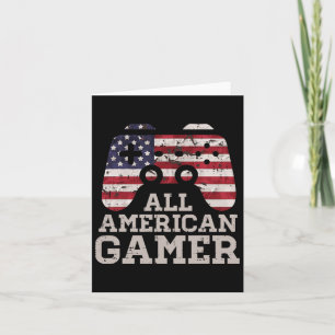 4th July All American Gamer Patriot Men Boys Kids Card