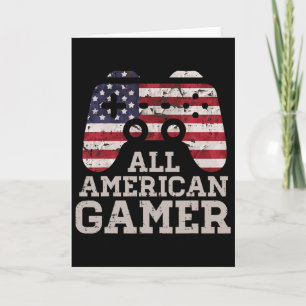 4th July All American Gamer Patriot Men Boys Kids Card