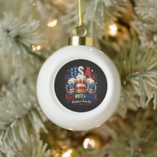 4th july america 250th ceramic ball christmas ornament