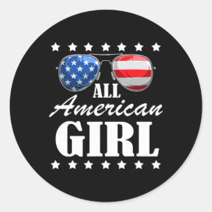 4th July America Independence Day Patriot Usa Wome Classic Round Sticker