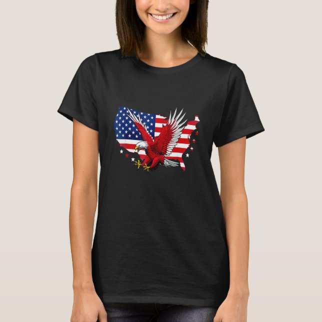 4th July American Eagle Flag Independence Day Patr T-Shirt (Front)