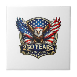 4th July American Flag Eagle Vintage 250 Years 177 Ceramic Tile