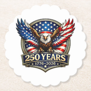 4th July American Flag Eagle Vintage 250 Years 177 Paper Coaster