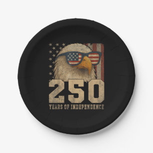 4th July American Flag Eagle Vintage 250 Years 177 Paper Plate