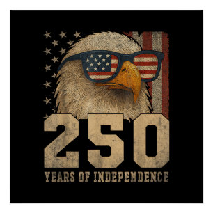 4th July American Flag Eagle Vintage 250 Years 177 Poster