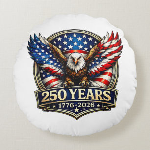4th July American Flag Eagle Vintage 250 Years 177 Round Cushion
