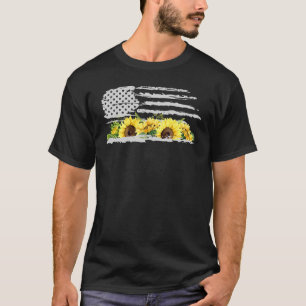 4th July American Flag Sunflower Garden Women's Su T-Shirt