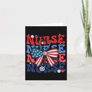 4th July American Nurse Retro Groovy Nurse Card