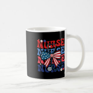 4th July American Nurse Retro Groovy Nurse Coffee Mug
