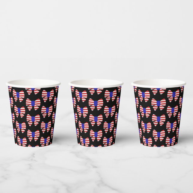 4th July Apparel America USA Flag Patriotic ribbon Paper Cups (Multi)