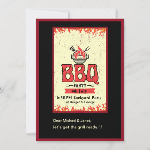 4th July backyard bbq party Invitation