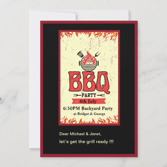 4th July backyard bbq party Invitation (Front)