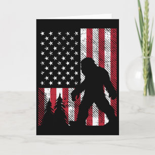 4th July Bigfoot Sasquatch Us Flag Patriotic Men W Card