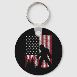 4th July Bigfoot Sasquatch Us Flag Patriotic Men W Key Ring