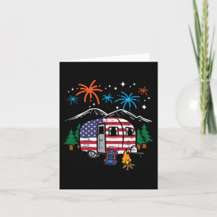 4th July Camper Van Us Flag Patriotic Camping Wome Card