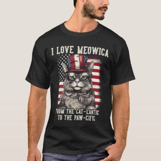 4Th July Cat I Love Meowica Patriotic Cat T-Shirt