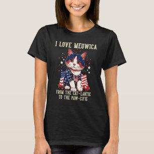 4th July Cat I Love Meowica Patriotic Cat Women K T-Shirt