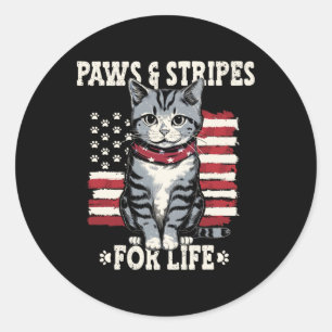 4th July Cat Lover  Classic Round Sticker