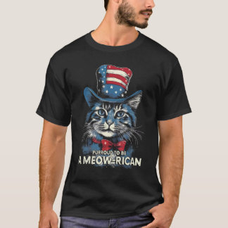 4th July Cat Lover, Purroud To Be A Meow-rican, Am T-Shirt